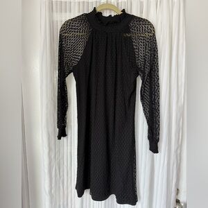 Nina Leonard Black Long Sleeve Dress